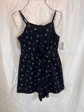 Old Navy Black Floral Button-Front Romper
